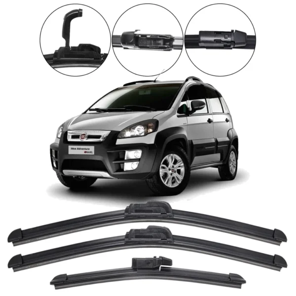 Palhetas Limpador Fiat Idea Parabrisa Dianteiro + Traseiro 2006 2007 2008 2009 2010