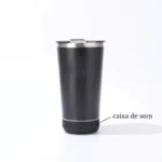 Copo térmico Inox caixa de som com bluetooth Preto