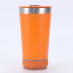 Copo térmico Inox caixa de som com bluetooth Laranja