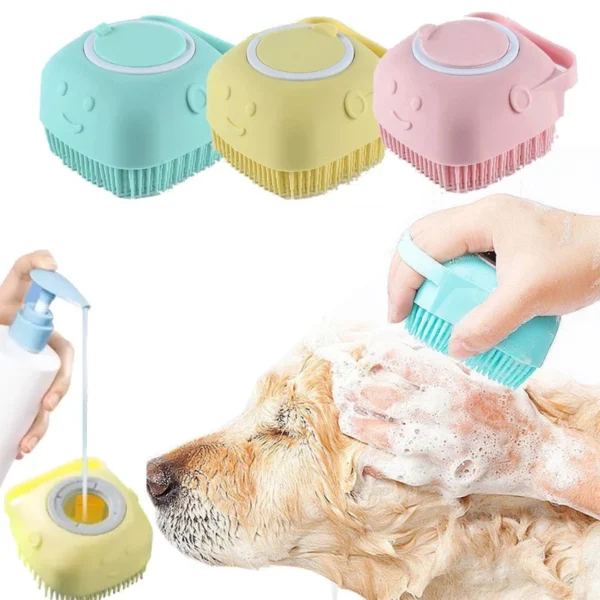 KIT 2 Esponja Para Banho de Silicone com Dispenser Massageador Escova