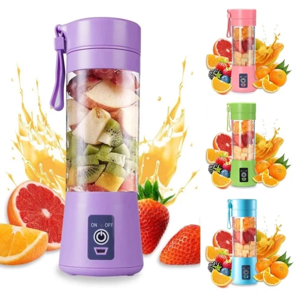 Mini Liquidificador Portátil Shake 6 Laminas + Cabo USB - Roxo