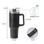 Copo Térmico Garrafa 1200ml Com Tampa e Canudo - Imagem 3