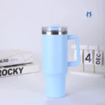 Copo Térmico Garrafa 1200ml Com Tampa e Canudo Azul Claro
