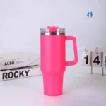 Copo Térmico Garrafa 1200ml Com Tampa e Canudo Pink