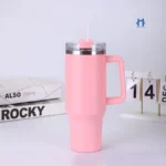 Copo Térmico Garrafa 1200ml Com Tampa e Canudo Rosa