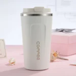 Caneca Copo Café Coffee Isolado Termico de Aço Inoxidável Branco