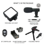 Tripé Estabilizador Gimbal de Mão kit 5 em1 Youtuber Vlog Live Suporte Celular Led com Microfone Fazer Vídeos - Imagem 3