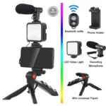 Tripé Estabilizador Gimbal de Mão kit 5 em1 Youtuber Vlog Live Suporte Celular Led com Microfone Fazer Vídeos - Imagem 9