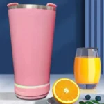 Copo térmico Inox com tampa abridor e caixa de som com bluetooth Led 420ml - Imagem 2