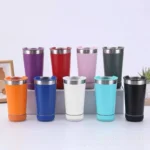 Copo térmico Inox com tampa abridor e caixa de som com bluetooth Led 420ml