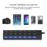 Extensão HUB Régua USB 2.0 - 7 portas PC Externo Pendrive - Imagem 5