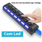 Extensão HUB Régua USB 2.0 - 7 portas PC Externo Pendrive - Imagem 8