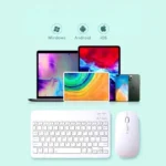 Kit Teclado E Mouse Bluetooth 5.2 Compatível Pc iPhone Android Branco - Imagem 7