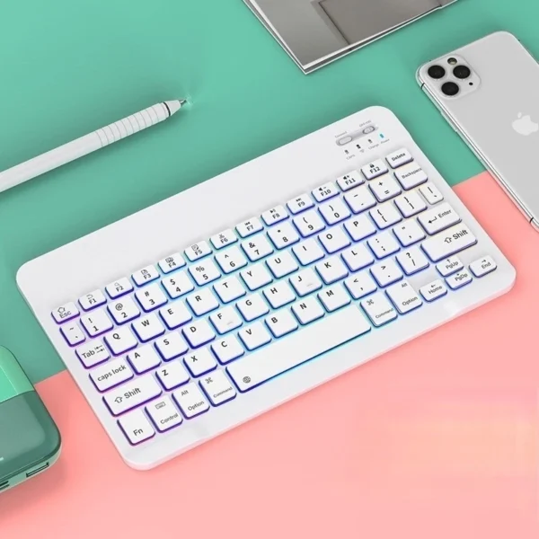 Kit Teclado E Mouse Bluetooth 5.2 Compatível Pc iPhone Android Branco
