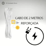 Filtro De Linha Extensão Régua 3 Tomadas 3 Usb Bivolt 2 metros Fio Branco - Imagem 2