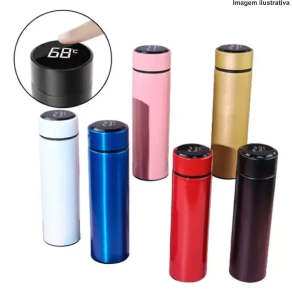 Garrafa c/ medidor de Temperatura digital LED 500ML