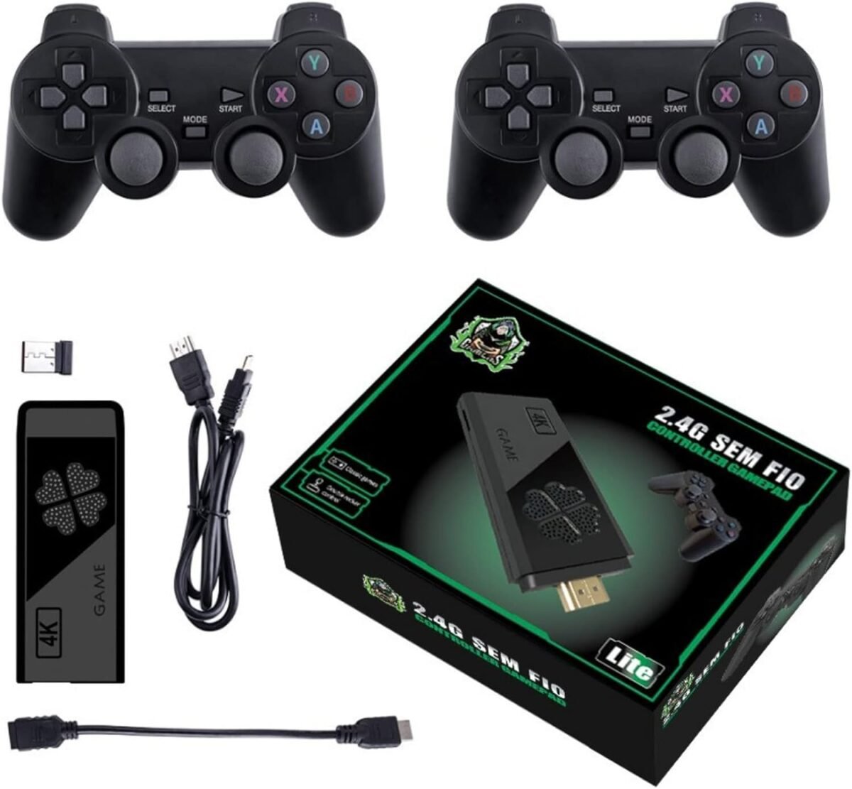 Vídeo Game Retrô 4K 64G com 10.000 Jogos, HD Display, Vídeo Game Stick para PS1/GBA/FC/MD - Imagem 1