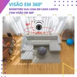 Camera Lampada 360 Wifi Giratoria Sem Fio +cartão De Memória Cor Branco - Imagem 4