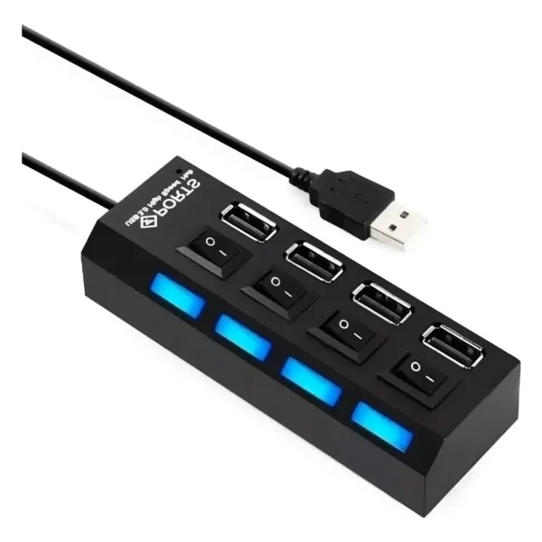 Hub 4 Porta Usb Cabo Extensor Com Indicador De Led On/off