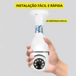 Camera Lampada 360 Wifi Giratoria Sem Fio +cartão De Memória Cor Branco - Imagem 6