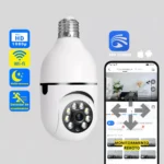 Camera Lampada 360 Wifi Giratoria Sem Fio +cartão De Memória Cor Branco - Imagem 7