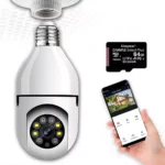 Camera Lampada 360 Wifi Giratoria Sem Fio +cartão De Memória Cor Branco - Imagem 9