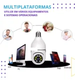 Camera Lampada 360 Wifi Giratoria Sem Fio +cartão De Memória Cor Branco - Imagem 11