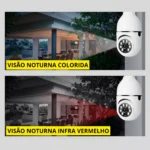 Camera Lampada 360 Wifi Giratoria Sem Fio +cartão De Memória Cor Branco - Imagem 12