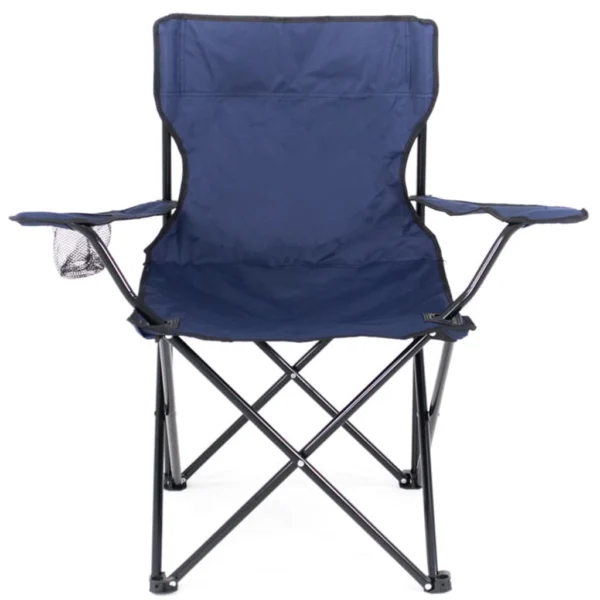 Cadeira Camping Praia Pesca Dobrável Aço Porta Copo C/ Bolsa Azul Marinho