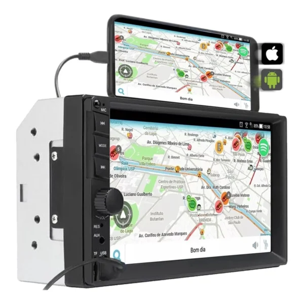 Multimídia Universal 7 Polegadas Dvd 2 Din Mp5 Bluetooth Espelhamento