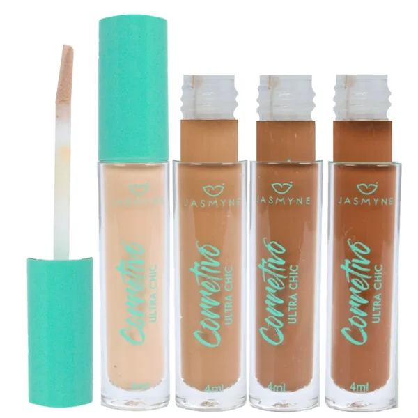 Jasmyne - Corretivo Liquido Cores Escuras Ultra Chic - Kit C/ 4 Unid