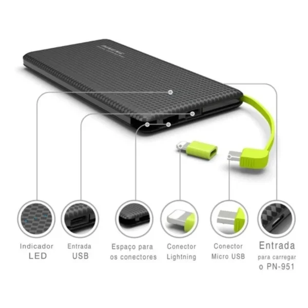 Carregador Portátil Celular 10000mah Bateria Externa Pineng PN - 951