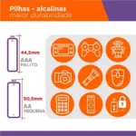 Pilha Panasonic Alcalina Power AAA 4 Unidades - Imagem 3