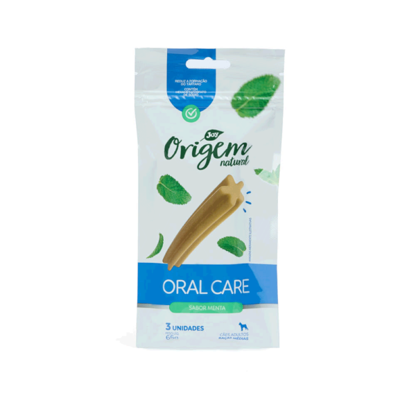 Stick Oral Raças Medias Petisco Care Menta Cães Origem Natural 3 unidades