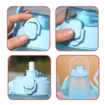 Garrafa De Água De Plástico Grande Capacidade 1,3l/1300ml com Alça e Canudo com Tampa Adesivo Trend - Imagem 4