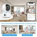 Câmera Duas Lentes IP Wifi FULL HD 1080P com visão noturna fixa e 360° Auto Track - Imagem 5