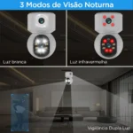 Câmera Duas Lentes IP Wifi FULL HD 1080P com visão noturna fixa e 360° Auto Track - Imagem 4