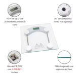 Balança Corporal Digital até 180kg com Vidro Temperado + Bateria - Imagem 2