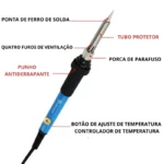 Ferro De Solda 60w Potencia Ajustável Profissional até 480°c Graus 110V - Imagem 4