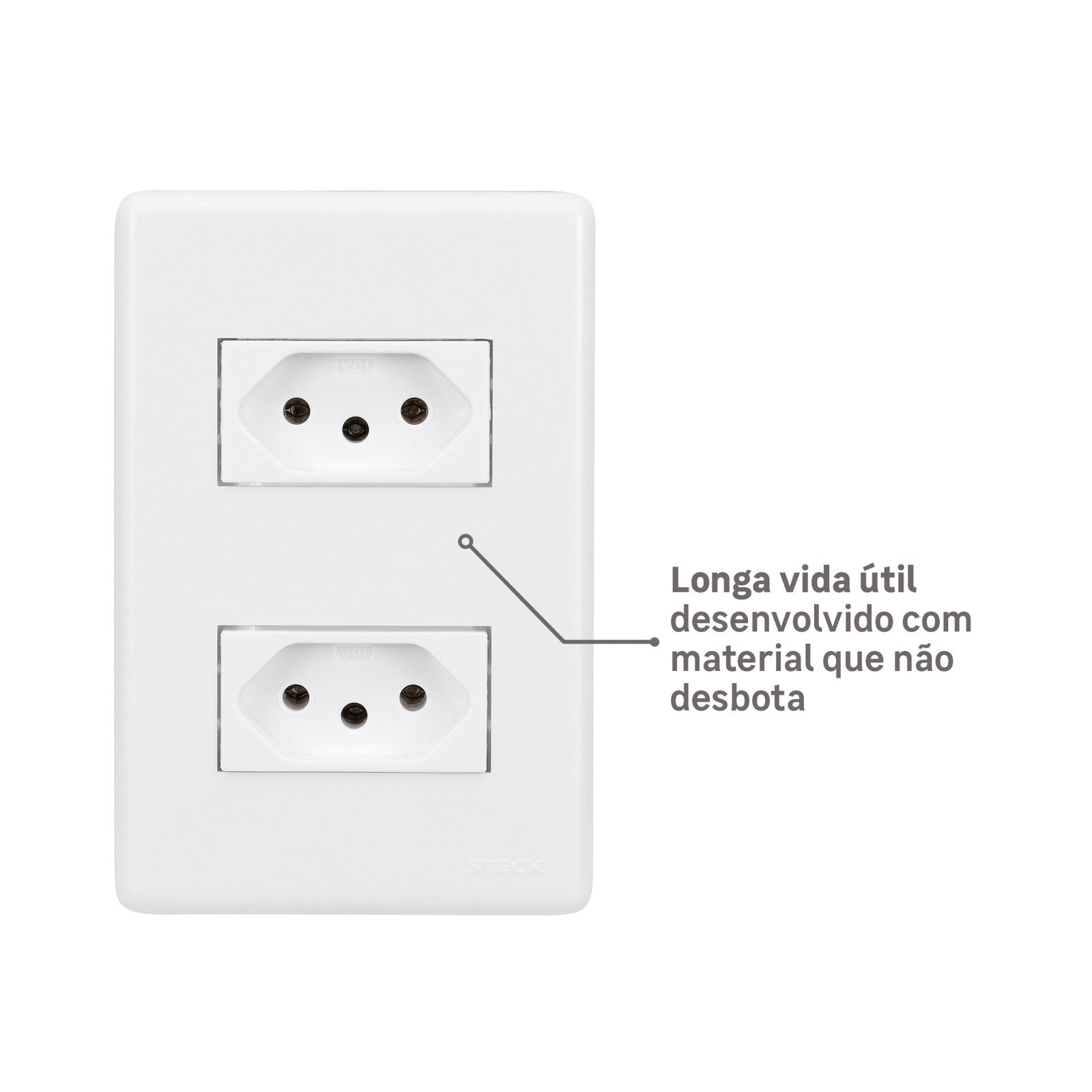 Conjunto 2 Tomadas Energia 10A 4x2 Branco Stella Steck - Imagem 3