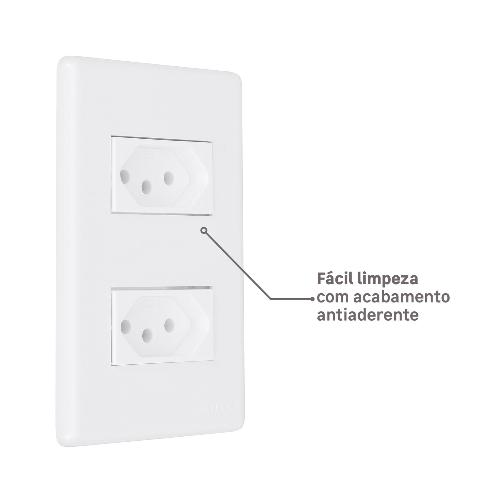 Conjunto 2 Tomadas Energia 10A 4x2 Branco Stella Steck - Imagem 5