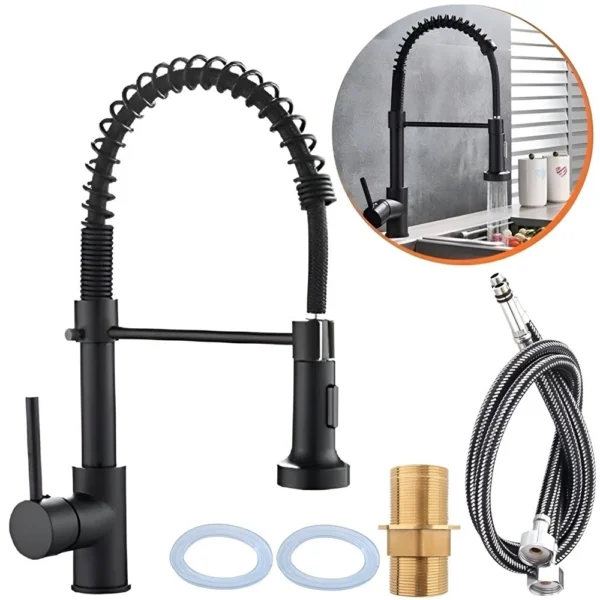 Torneira Cozinha Gourmet Monocomando Com Spray Extensor Preta