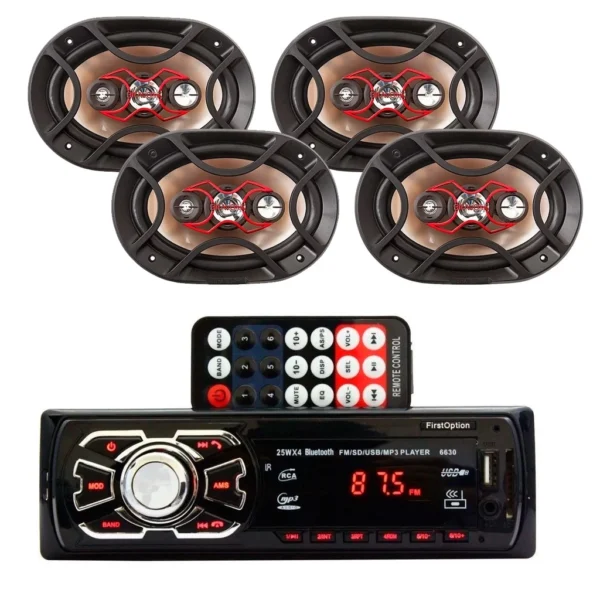 Kit Radio Bluetooth + 2 Pares Alto Falante B4x69x