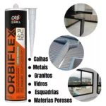 Cola PU 40 Silicone Selante multiuso | Calhas | Metais | Granitos | Vidros 380g Premium Orbi Química - Imagem 6