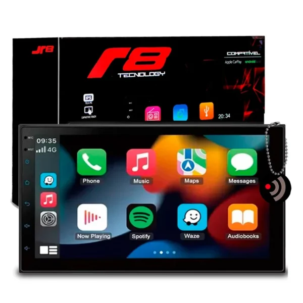 Multimidia Auto CarPlay Android Auto 7" Polegadas USB Espelhamento Apps Entrada Câmera Ré