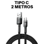 Cabo Carregador Ultra Rápido Resistente | V8 Tipo C Iphone 2mts