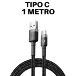 Cabo Carregador Ultra Rápido Resistente | V8 Tipo C Iphone 1mt