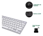 Teclado Android Pc Sem Fio Bluetooth Keyboard - Branco - Imagem 2