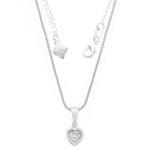 Gargantilha Folheada a Prata com corrente veneziana e pingente de coração com pedra cristal