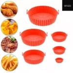 Kit 6 Formas Airfryer Cesto Silicone Microondas Lavável com Alça Tamanhos Variados Antiaderente - Imagem 4